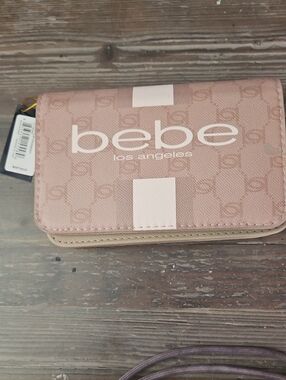bebe Pink Logo Zip Wallet